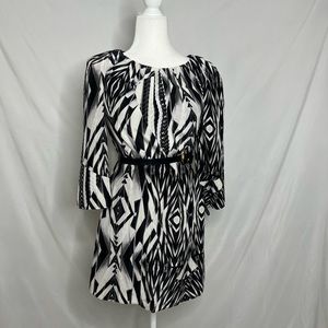Ted Bake tunic dress black and white size 2 equal to 6 in US.